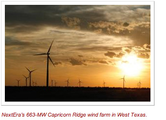 NextEra’s 663-MW Capricorn Ridge wind farm in West Texas.