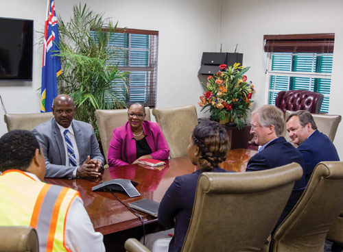 Meeting with Premier of Turks and Caicos, Sharlene Cartwright-Robinson, during a service restoration at Fortis TCI. Meeting with Premier of Turks and Caicos, Sharlene Cartwright-Robinson, during a service restoration at Fortis TCI.